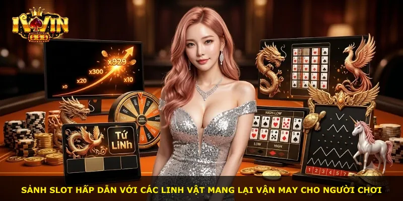 Sảnh slot hấp dẫn với các linh vật mang lại vận may cho người chơi